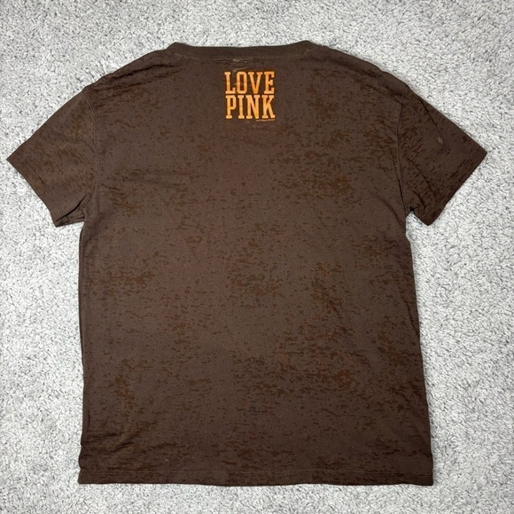 Cleveland Browns Shirt Womens Medium Vneck Tee Football Helmet NFL Burnout Party - Picture 5 of 5